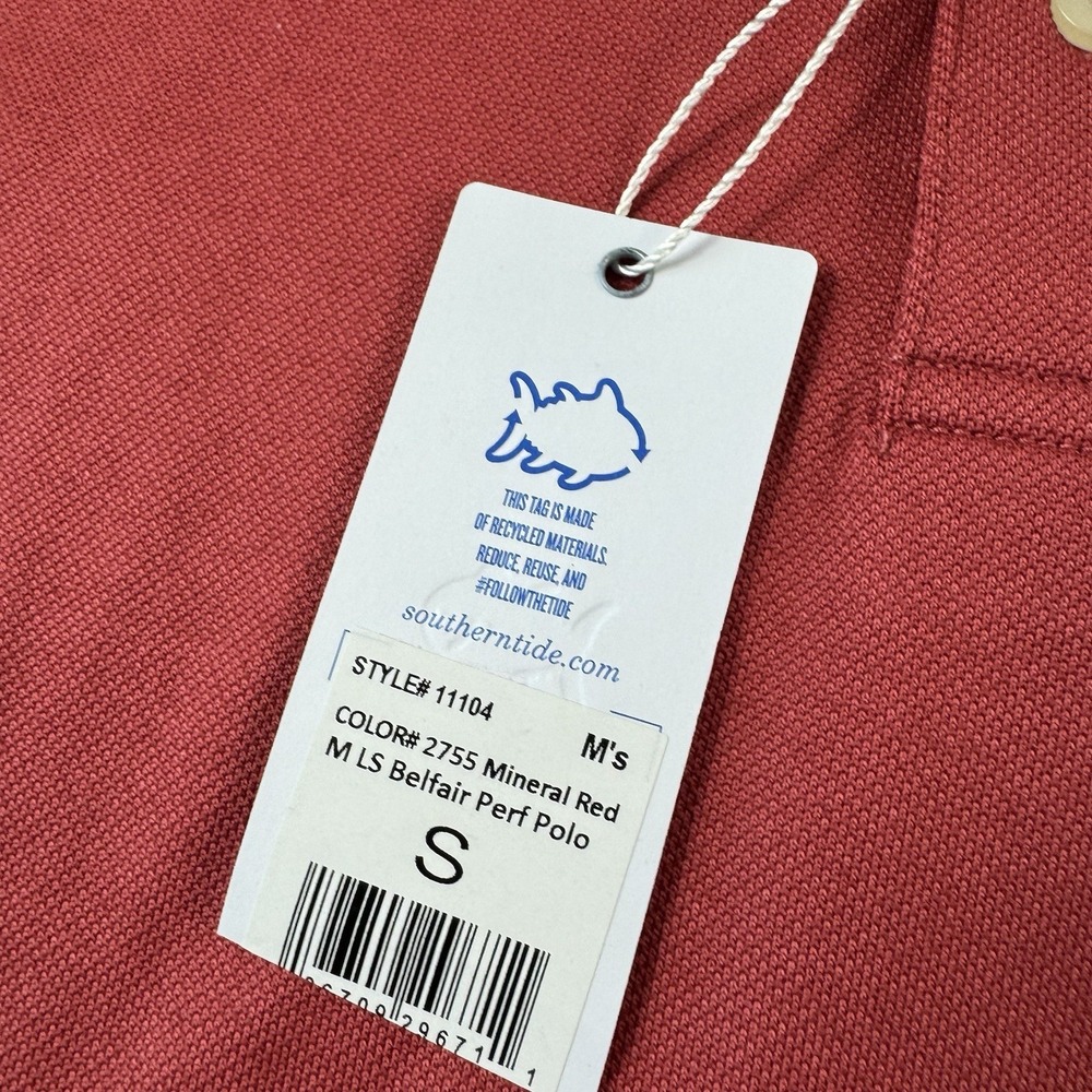 Southern Tide Mens Belfair LS Performance Polo Mineral Red 11104 Size S - Picture 5 of 6